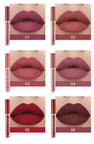 6Pcs Matte Liquid Lipstick Makeup Set, Matte liquid Long-Lasting Wear Non-Stick Cup Not Fade Waterproof Lip Gloss (Set A)
