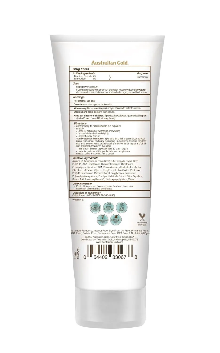 Australian Gold Botanical Tinted Mineral Sunscreen SPF 50 - Non-Chemical, Matte Finish - 3 FL Oz