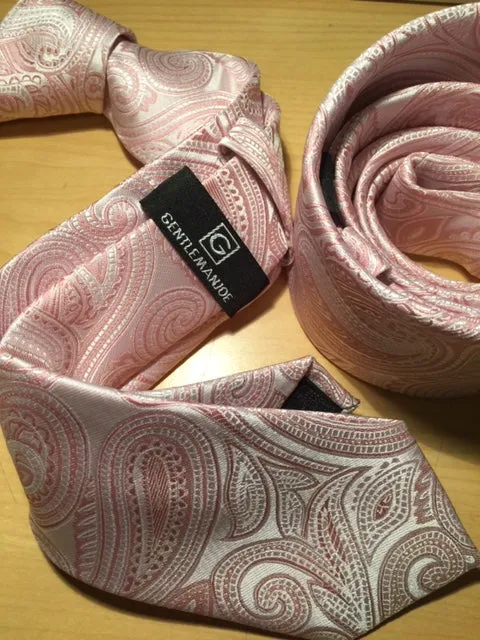 Blush Pink and Rose Gold Paisley Tie