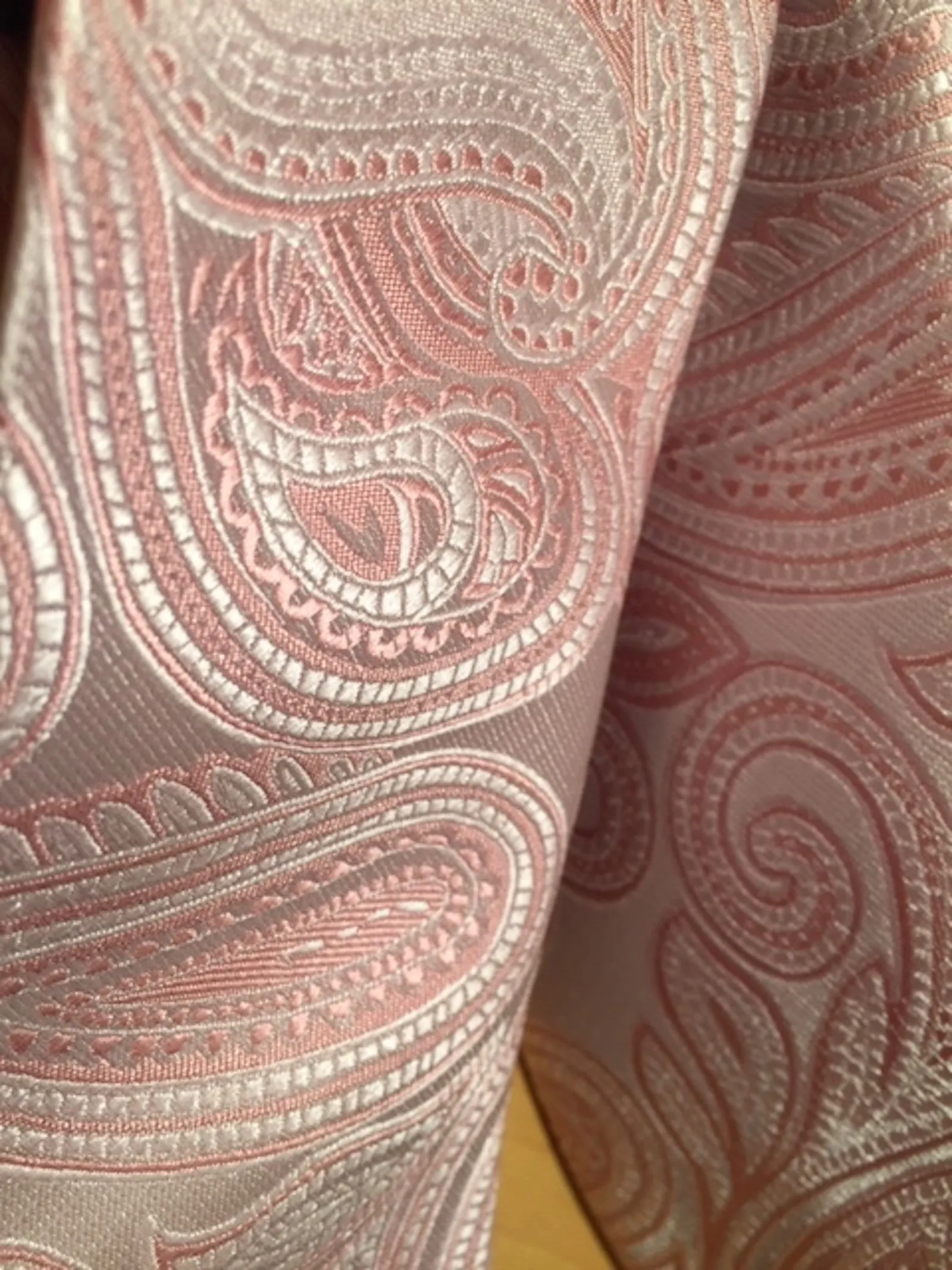 Blush Pink and Rose Gold Paisley Tie