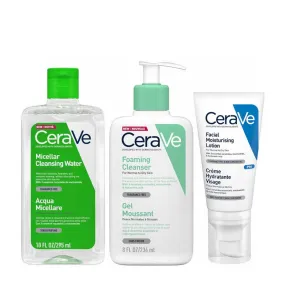 CeraVe Foaming 3 Step Double Cleanse and Moisturise Bundle