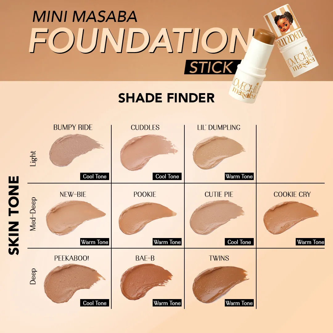 Cookie Cry - Mini Masaba Foundation Makeup Stick (Medium) Easy To Blend, Mattifying Coverage