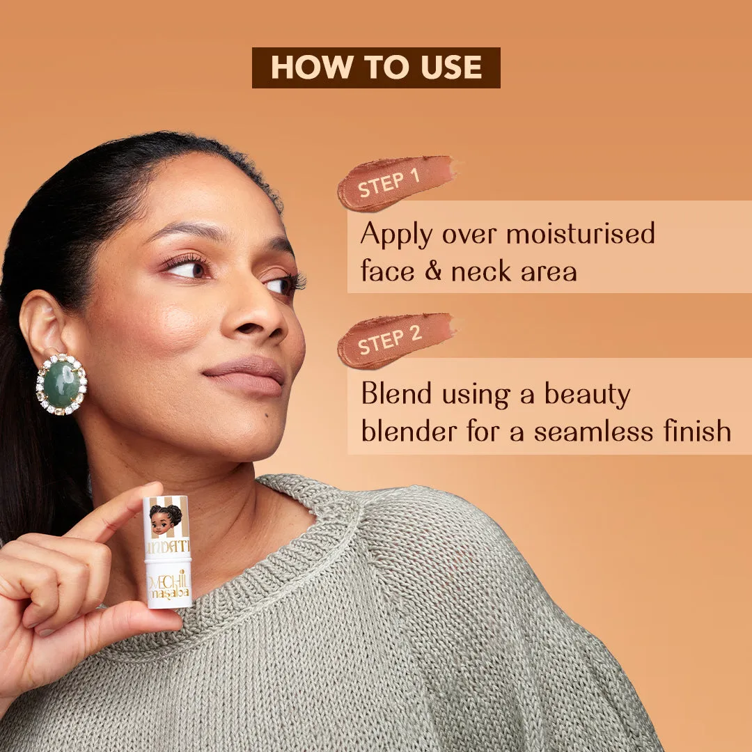 Cookie Cry - Mini Masaba Foundation Makeup Stick (Medium) Easy To Blend, Mattifying Coverage