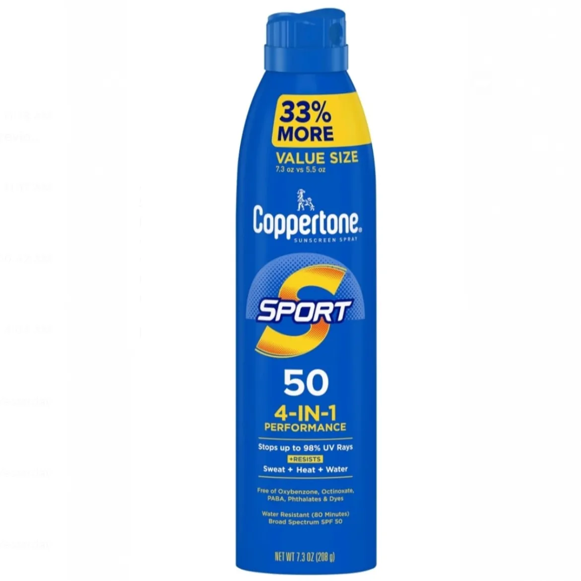 Coppertone Sport Sunscreen Spray, SPF 50 Spray Sunscreen, 7.3 Oz