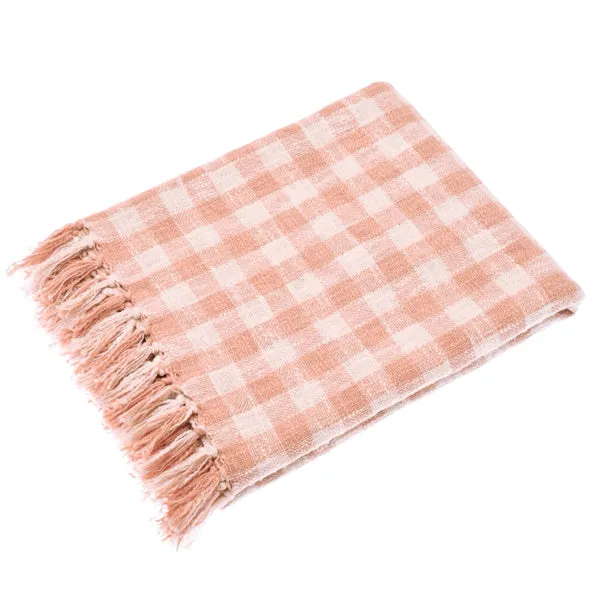 Gingham Check Blush Throw