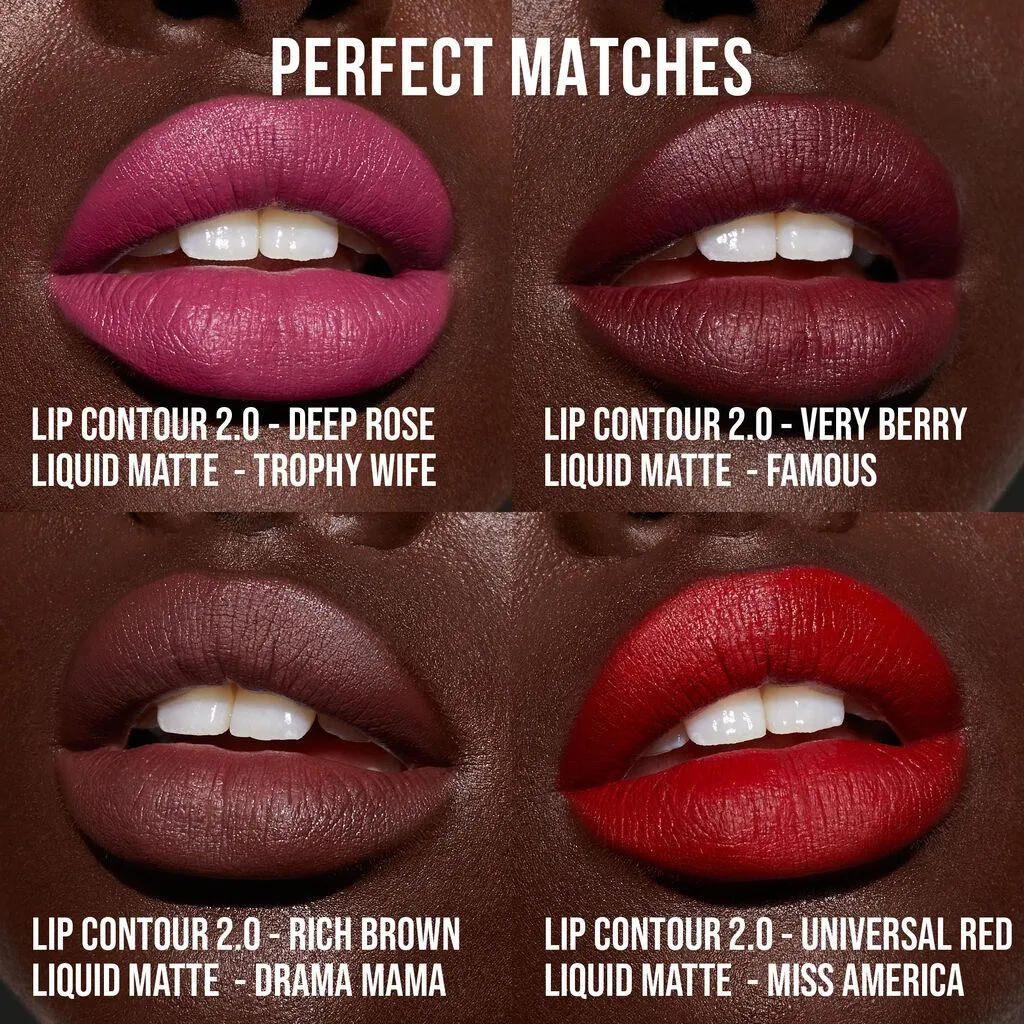 Huda Beauty Lip Liner Lip Contour 2.0 Automatic Matte Lip Pencil (Deep Rose)