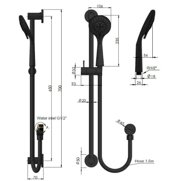 Meir Round 3 Function Rail Shower Tiger Bronze