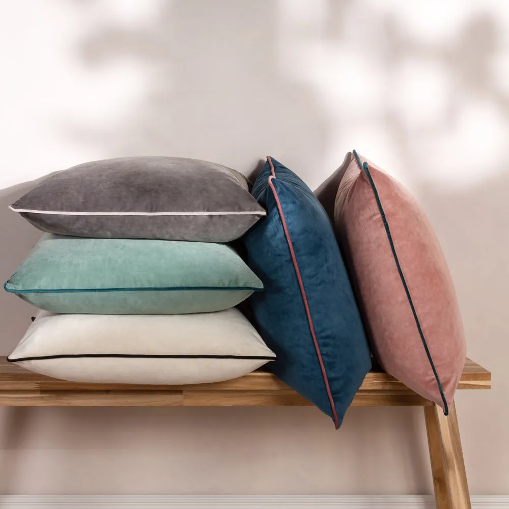 Meridian Velvet Cushion Blush/Teal