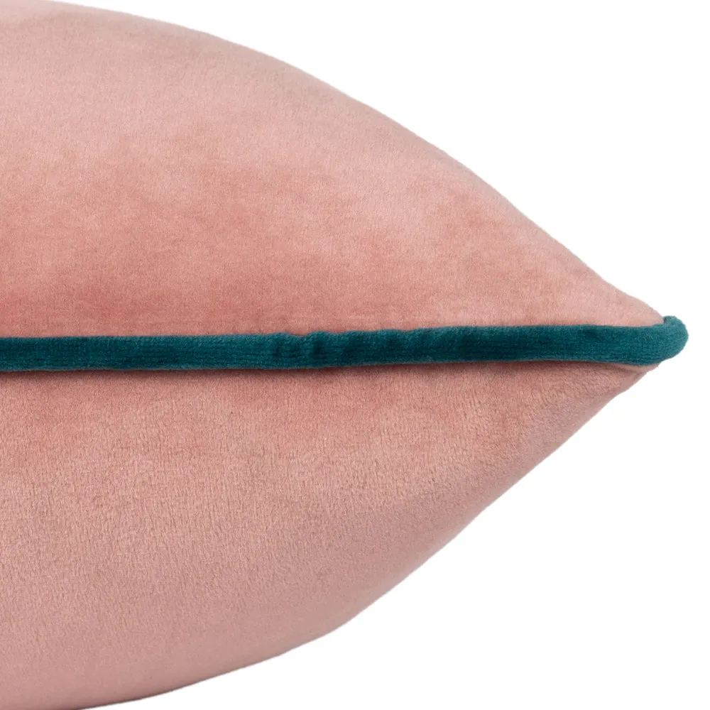 Meridian Velvet Cushion Blush/Teal