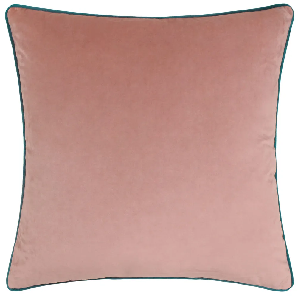 Meridian Velvet Cushion Blush/Teal