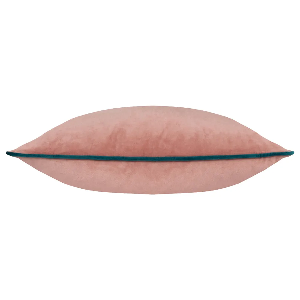 Meridian Velvet Cushion Blush/Teal
