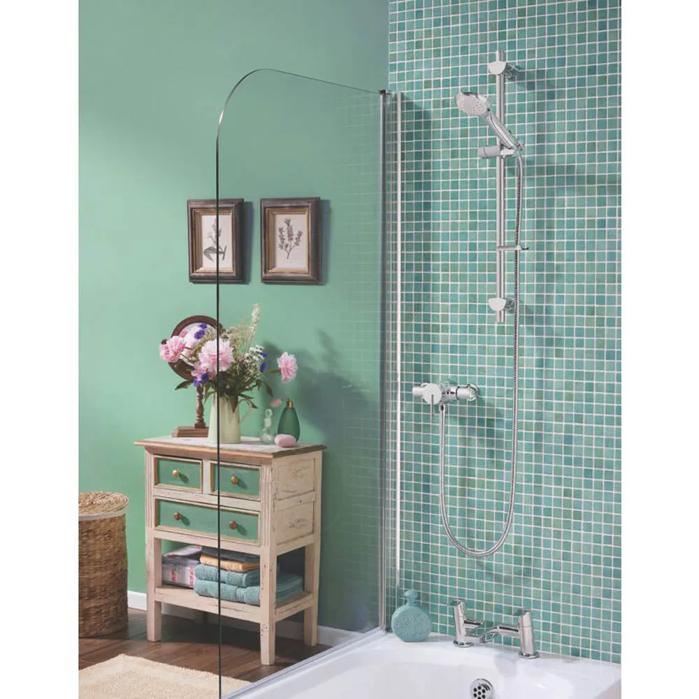 Mixer Shower Set Round Head Chrome Bathroom Thermostatic Single-Spray Rear Fed