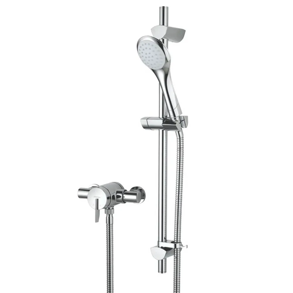 Mixer Shower Set Round Head Chrome Bathroom Thermostatic Single-Spray Rear Fed