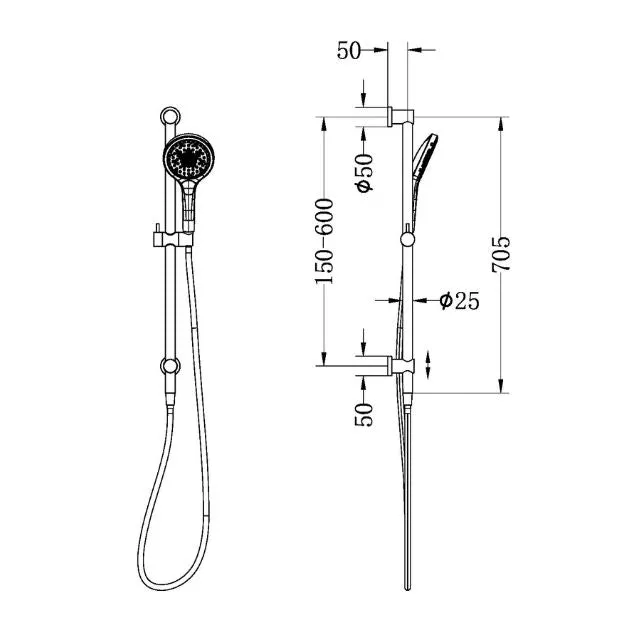 Nero Mecca Shower Rail With Air Shower II Gun Metal