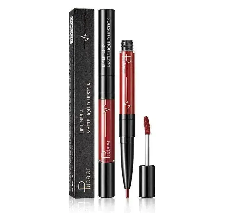 Pudaier Matte Lip Gloss Lip Liner 2 in1 Maquiagem Profissional Completa Agate Red Lip Tint Plumper Tattoo Makeup liquid Lipstick