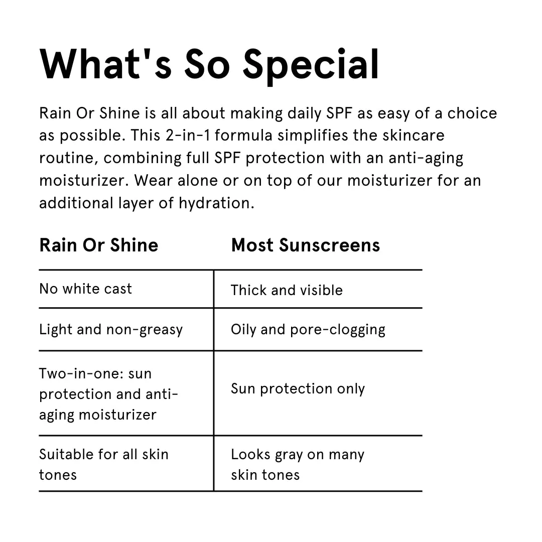 RAIN OR SHINE DAILY MOISTURIZING SUNSCREEN