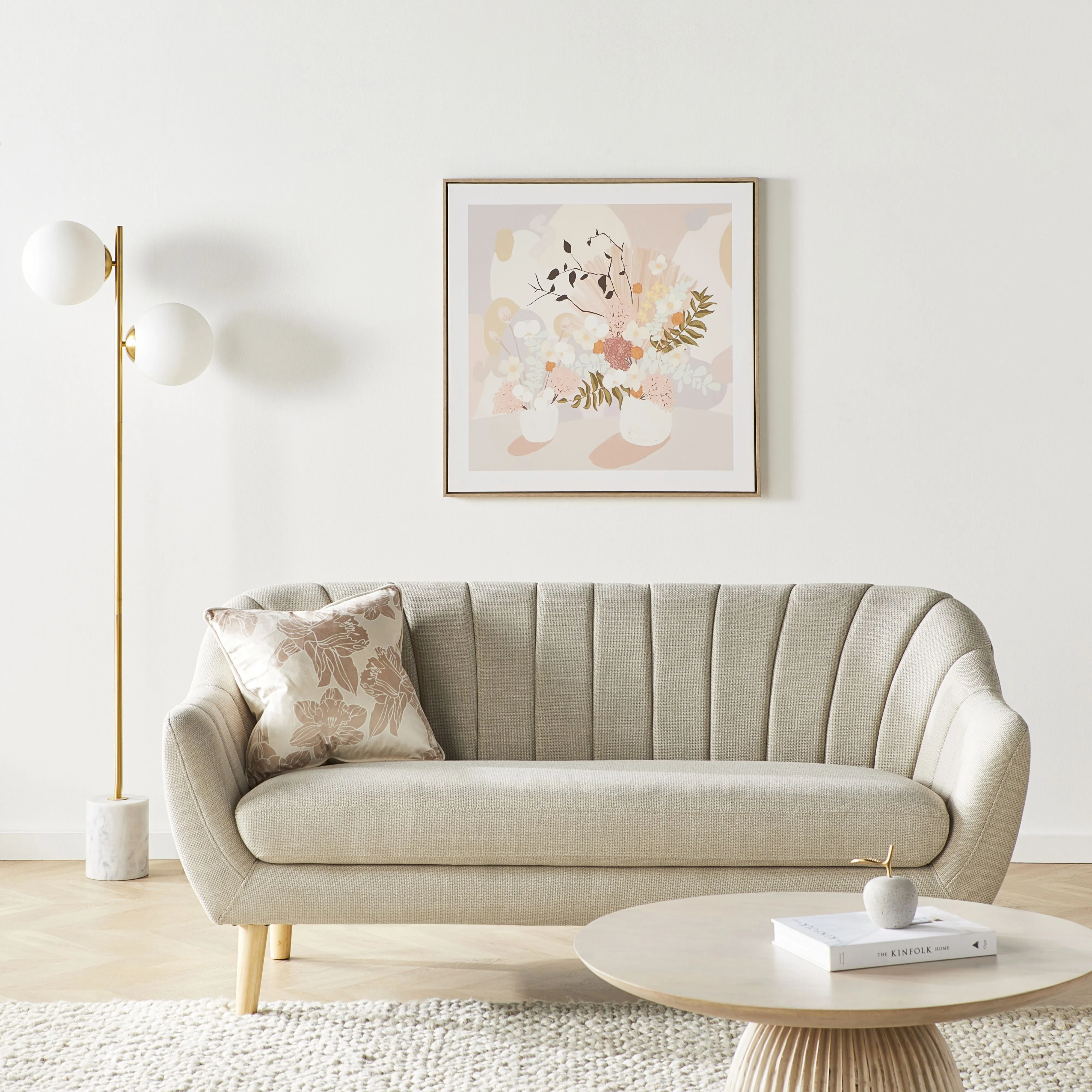 Salon Bouquet Pastle Framed Canvas 80x80cm