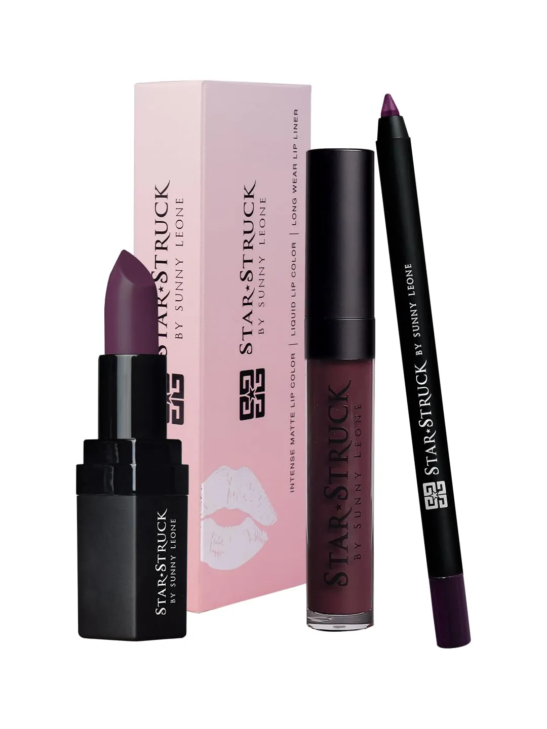 STARSTRUCK BY SUNNY LEONE New Shades of Lipstick   Lip Gloss   Lip Liner Lip Kit (3PC Lip Kit) (Wine)