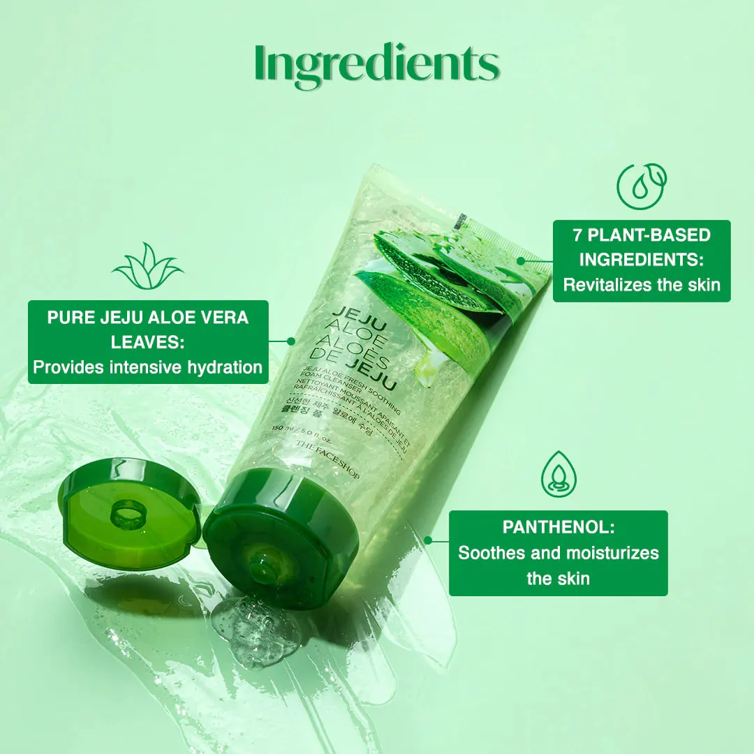 THE FACE SHOP JEJU ALOE FRESH SOOTHING FOAM CLEANSER غسول البشرة للتنظيف العميق بجل الصبار من ذا فيس شوب