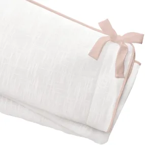 White Crib Rail Cover (Peach Trim)
