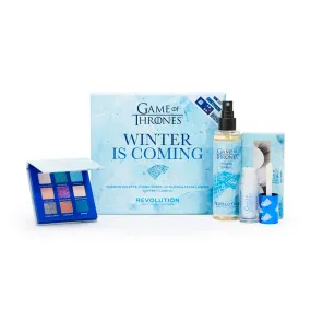 X Game Of Thrones Winter Is Coming Set zestaw Eyeshadow Palette paleta cieni do powiek   Fixing Spray utrwalacz makijażu   Shimmer Bomb błyszczyk do ust   Flutter False Eyelashes sztuczne rzęsy